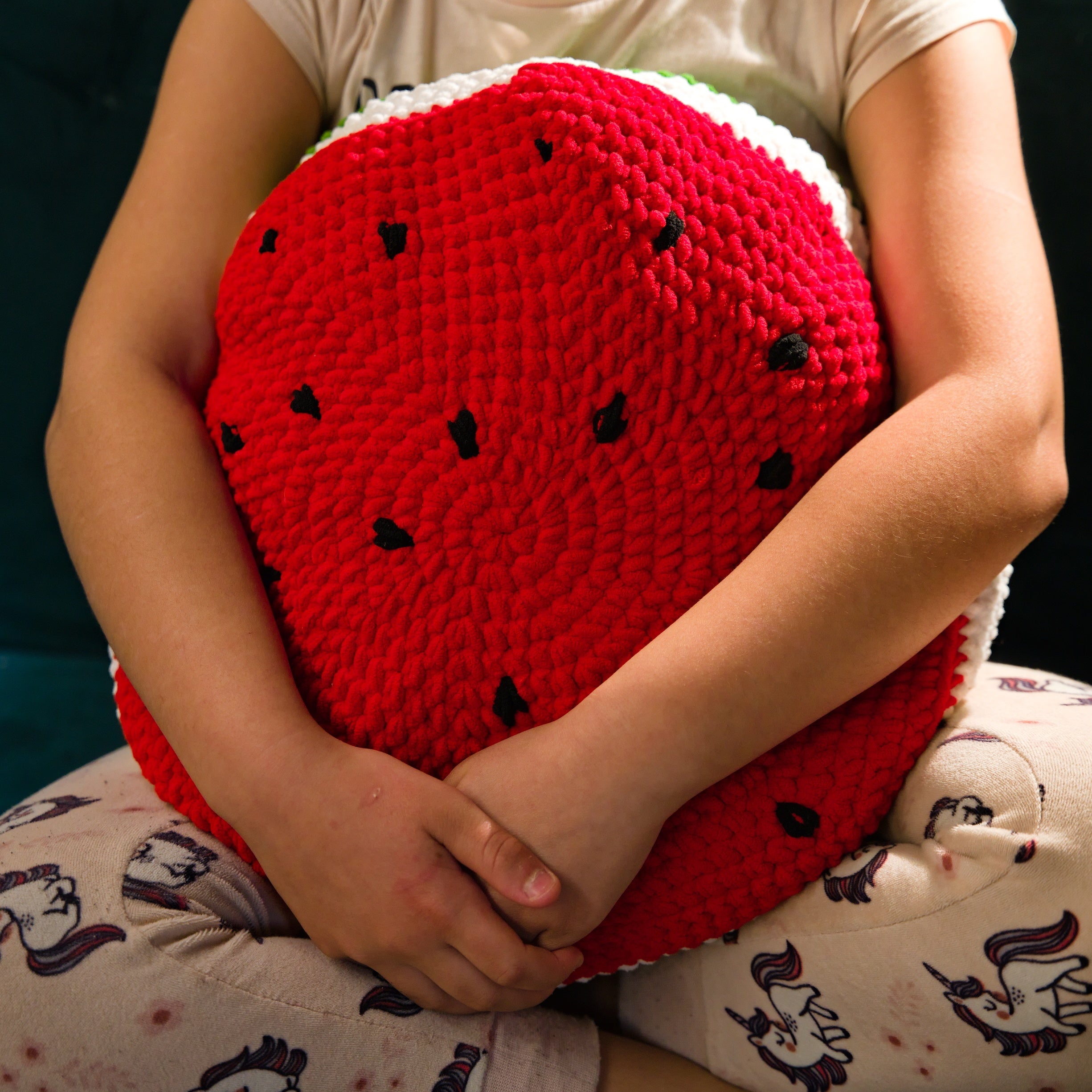 Crochet Pillow In The Shape Of The Watermelon