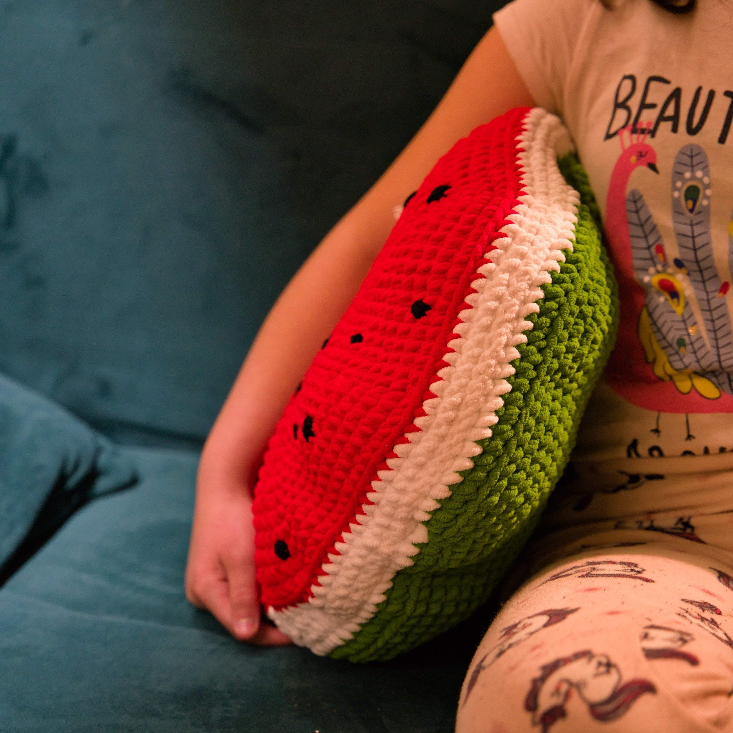 Crochet Pillow In The Shape Of The Watermelon