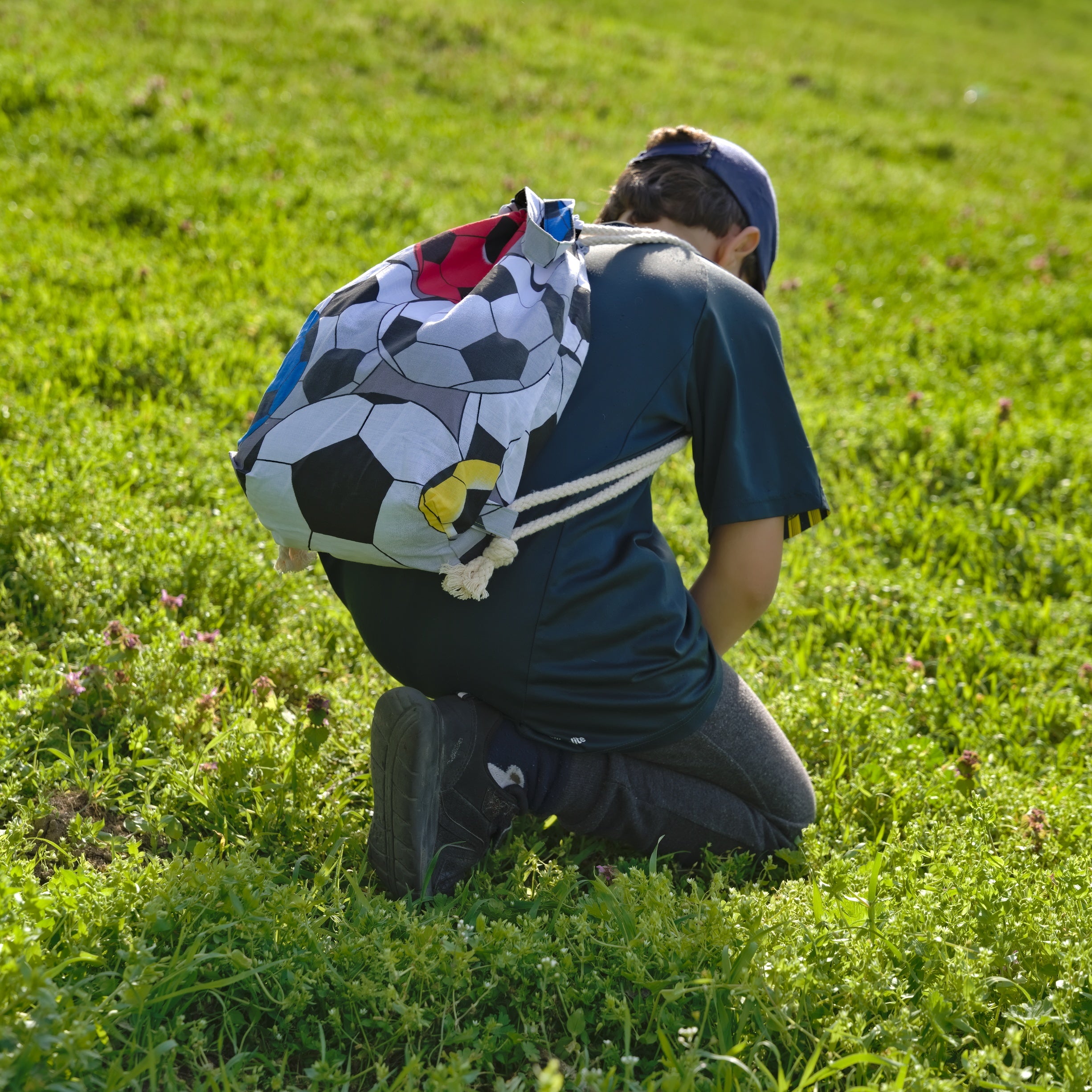 Drawstring Backpack With Football Print