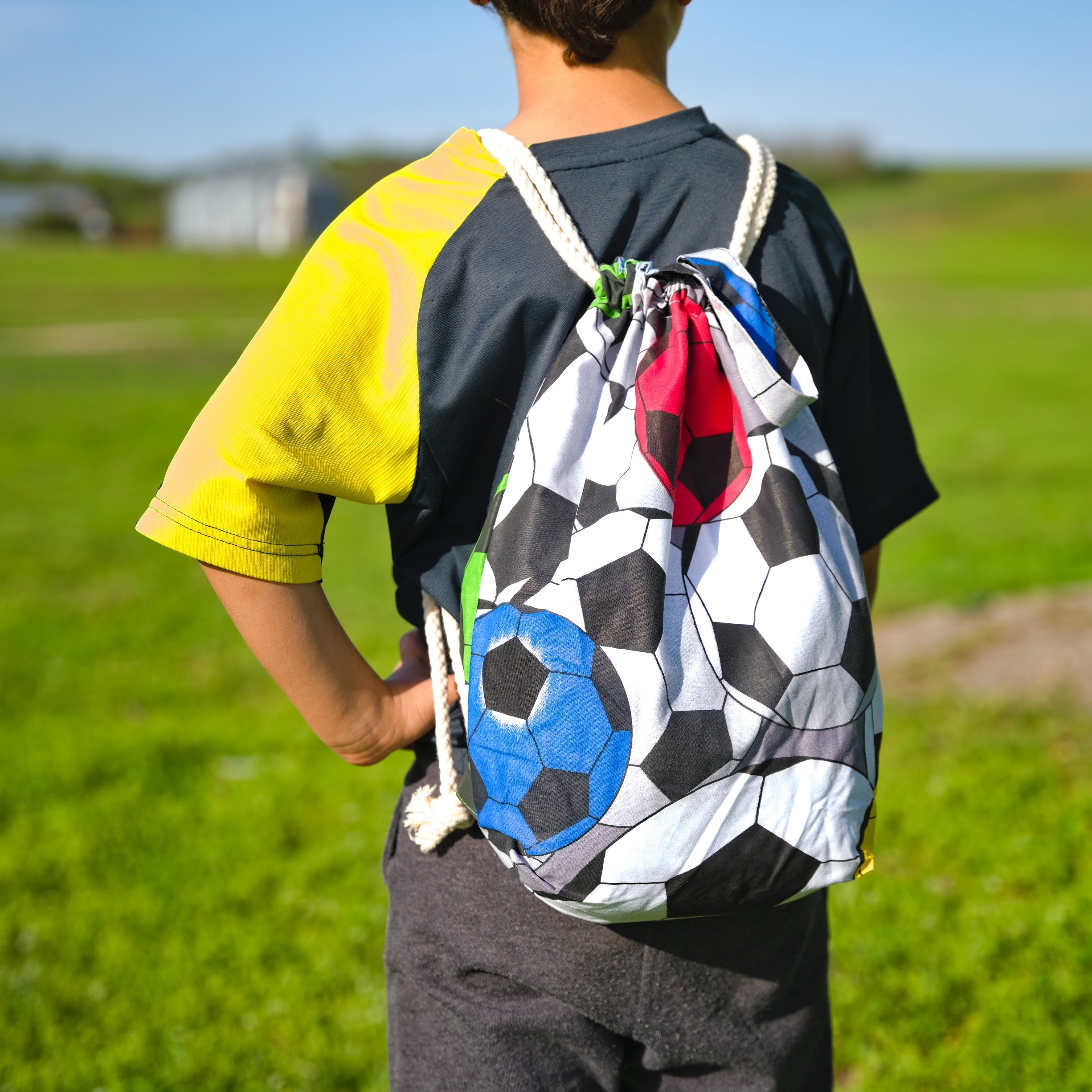 Drawstring Backpack With Football Print