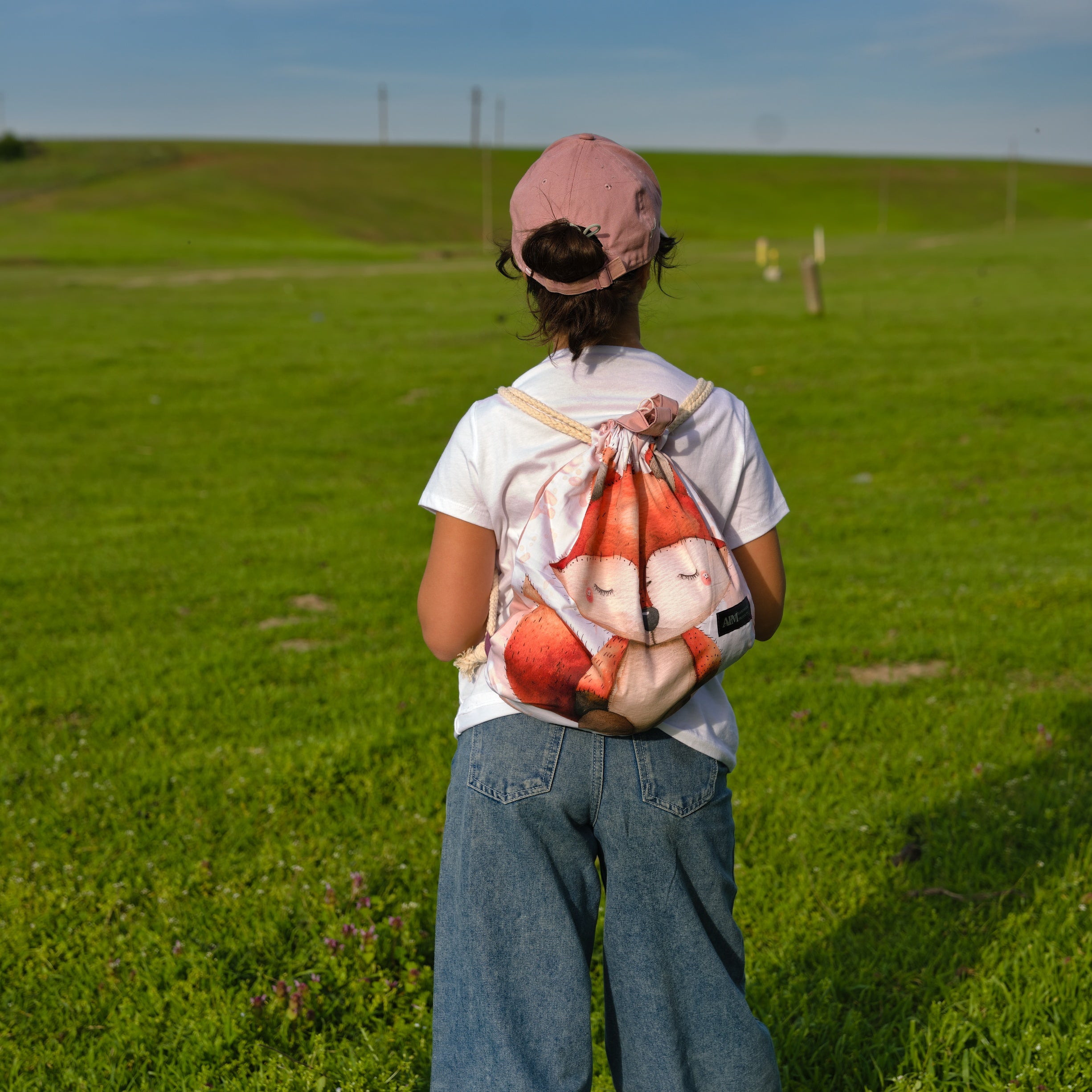 Drawstring Backpack With Fox Print