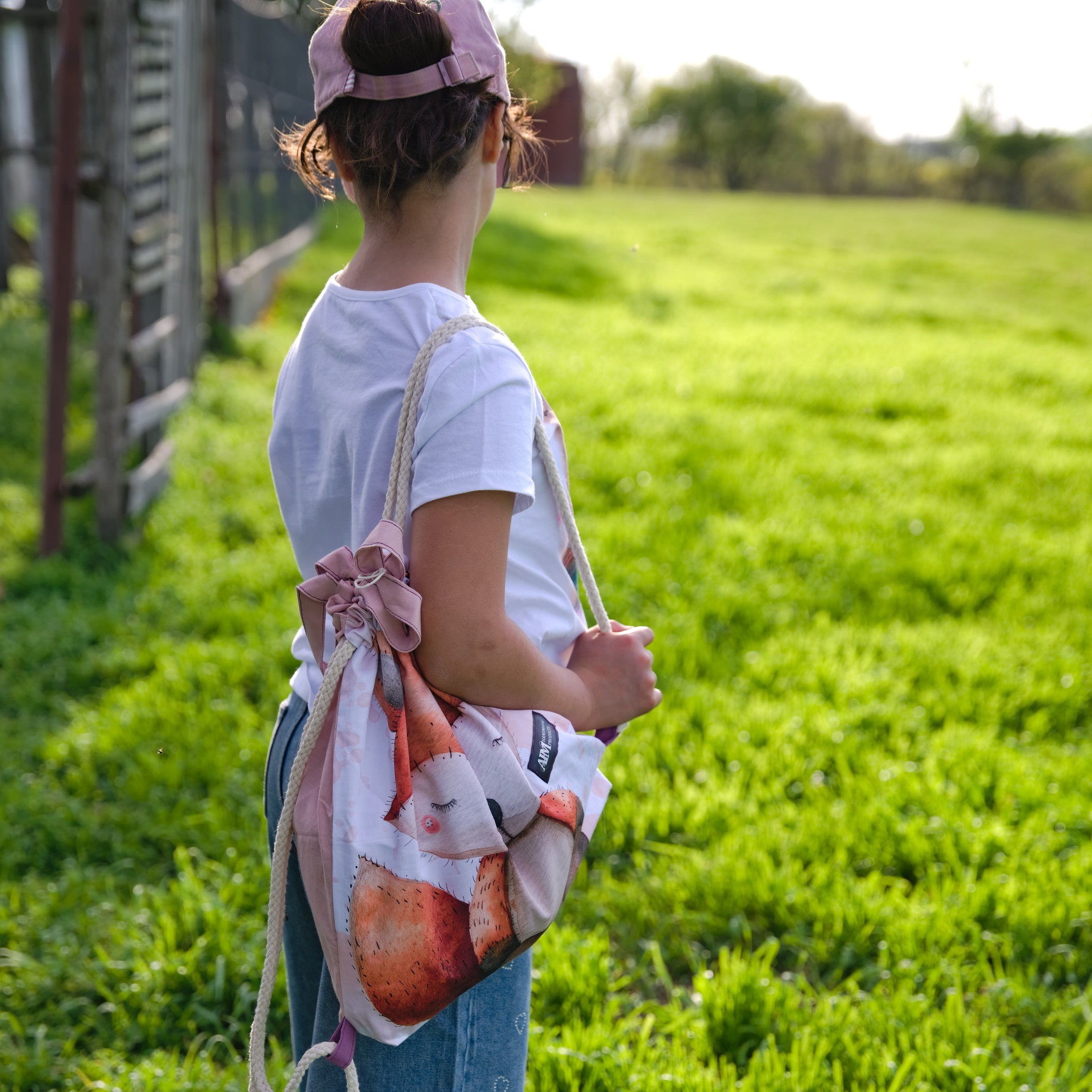 Drawstring Backpack With Fox Print