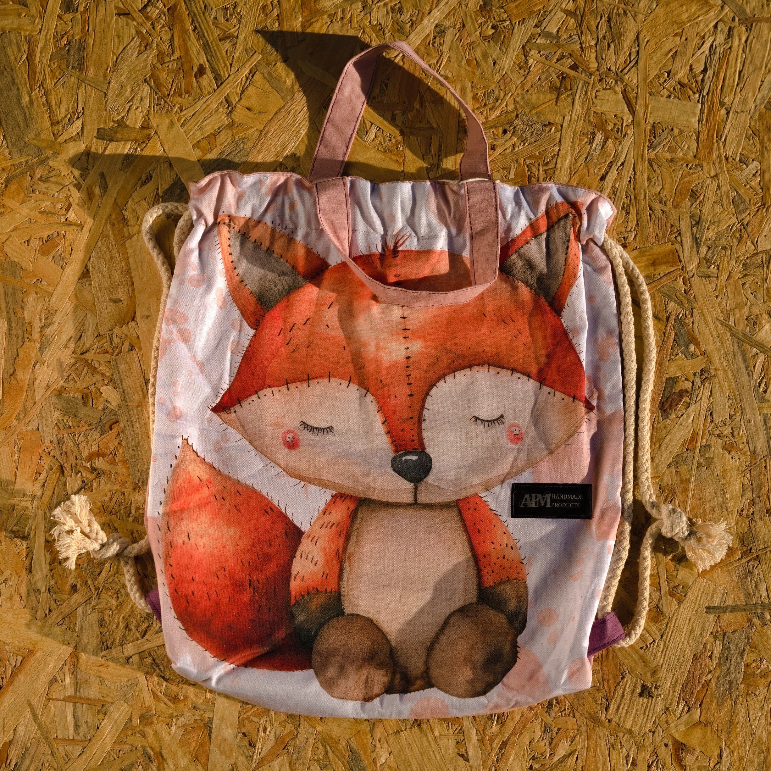 Drawstring Backpack With Fox Print