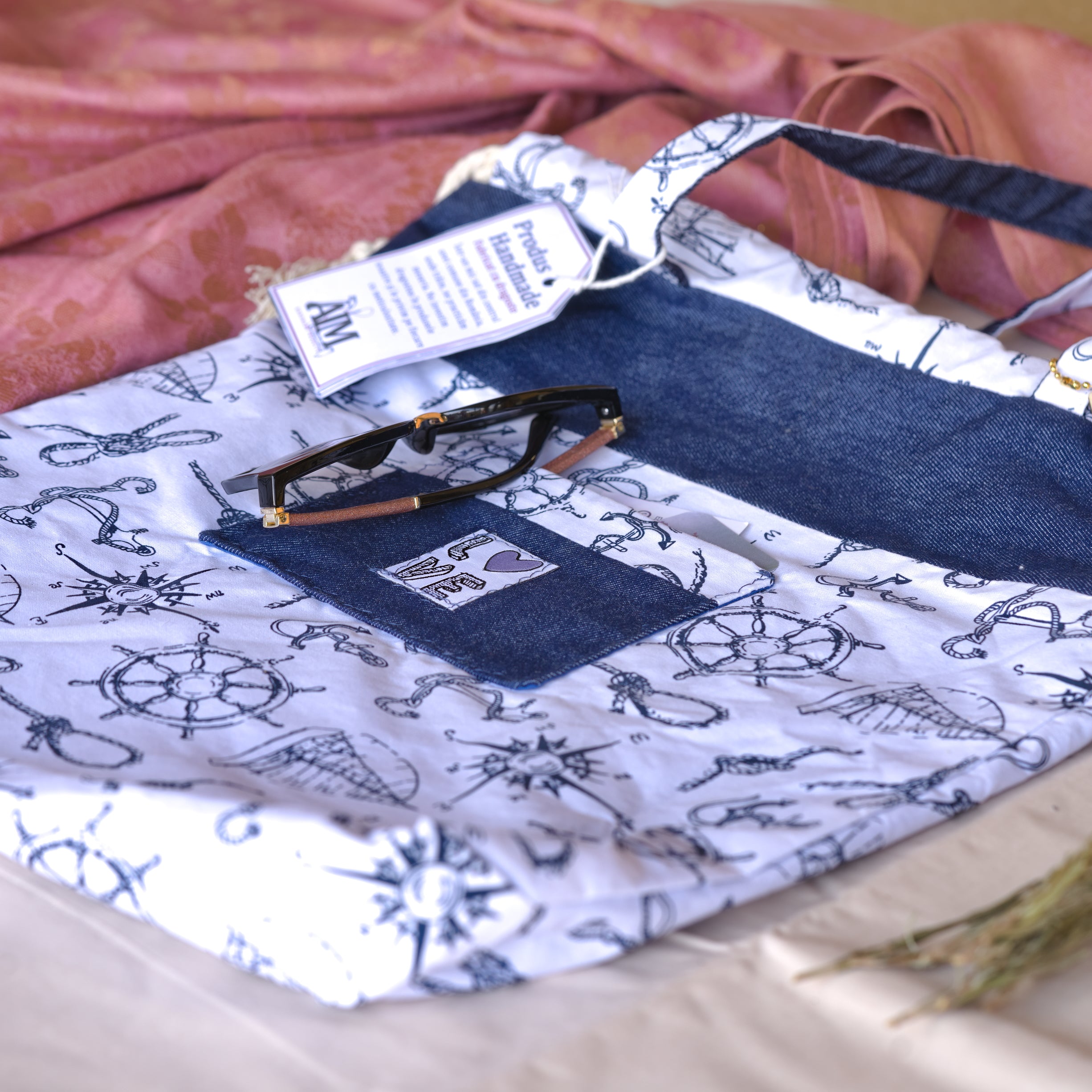 Nautical Drawstring Shoulder Bag