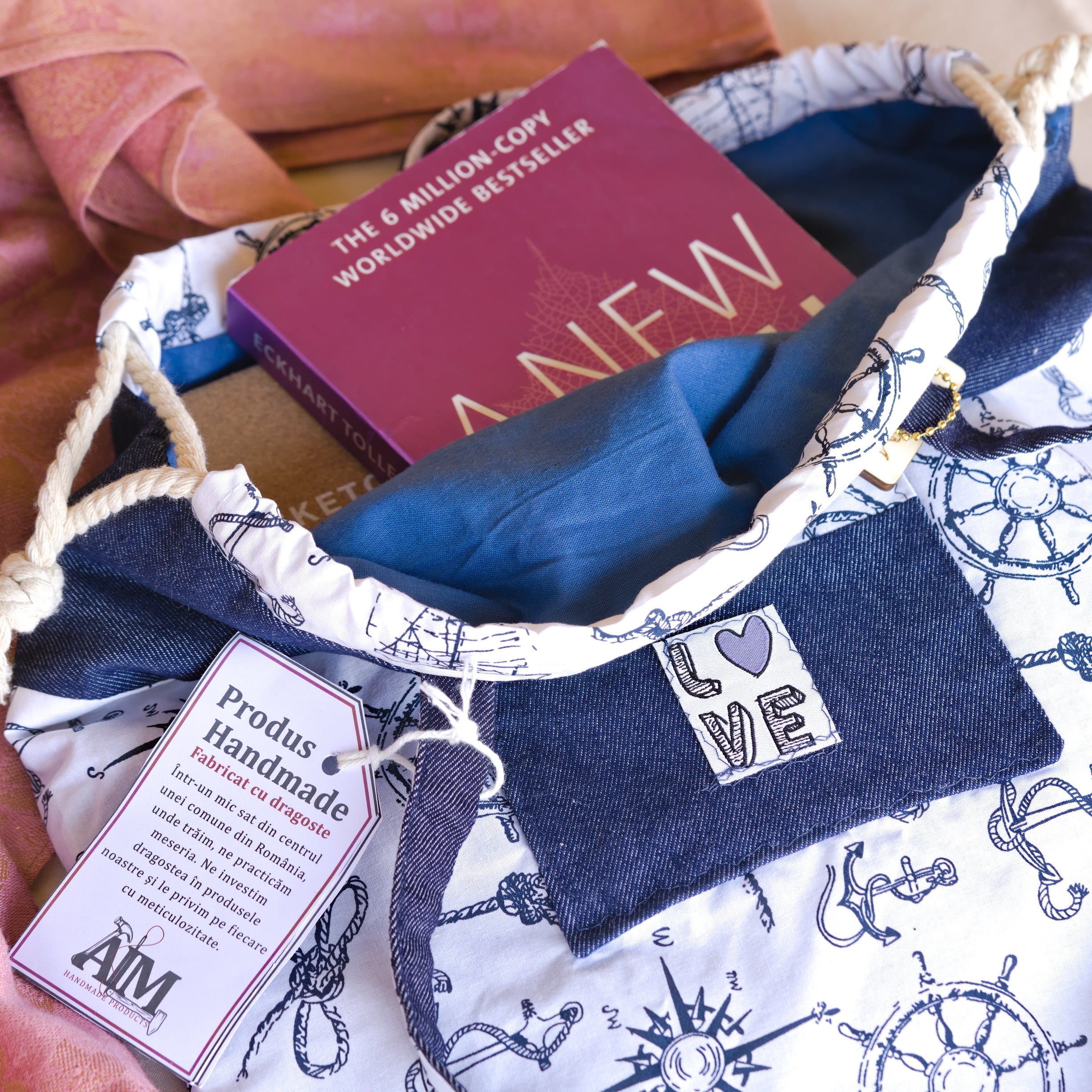 Nautical Drawstring Shoulder Bag