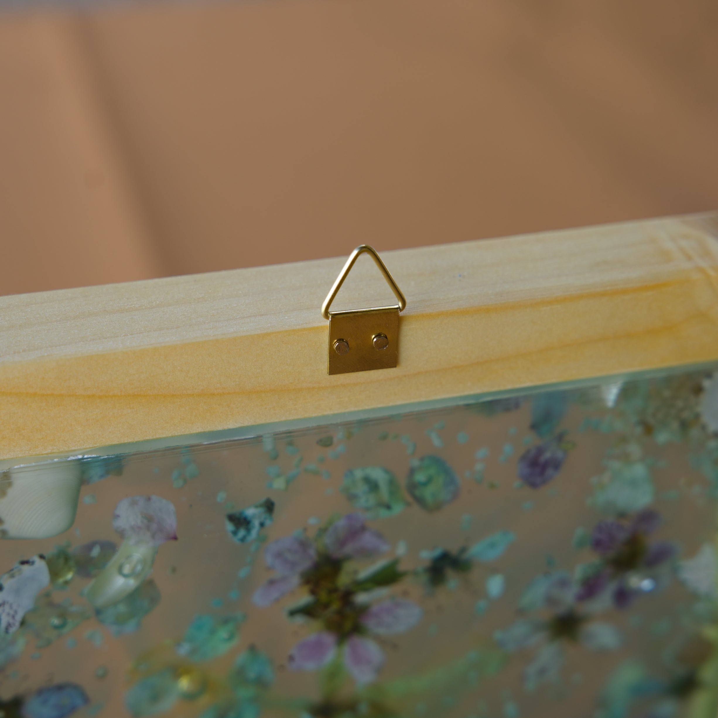 Wooden Frame Epoxy Resin Art with Dried Flora & Seashells