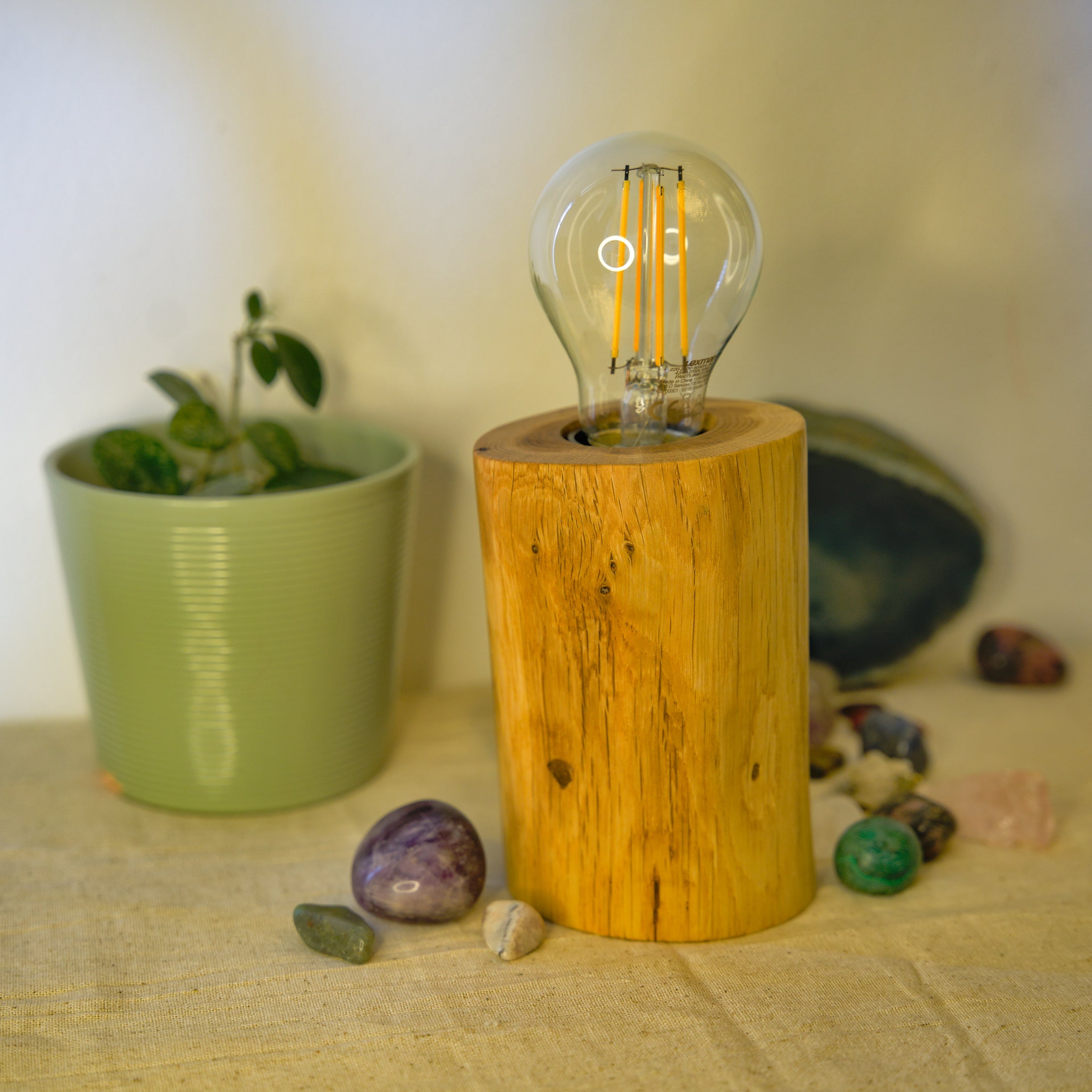 Beech Wood Oval Table Lamp – Natural Finish