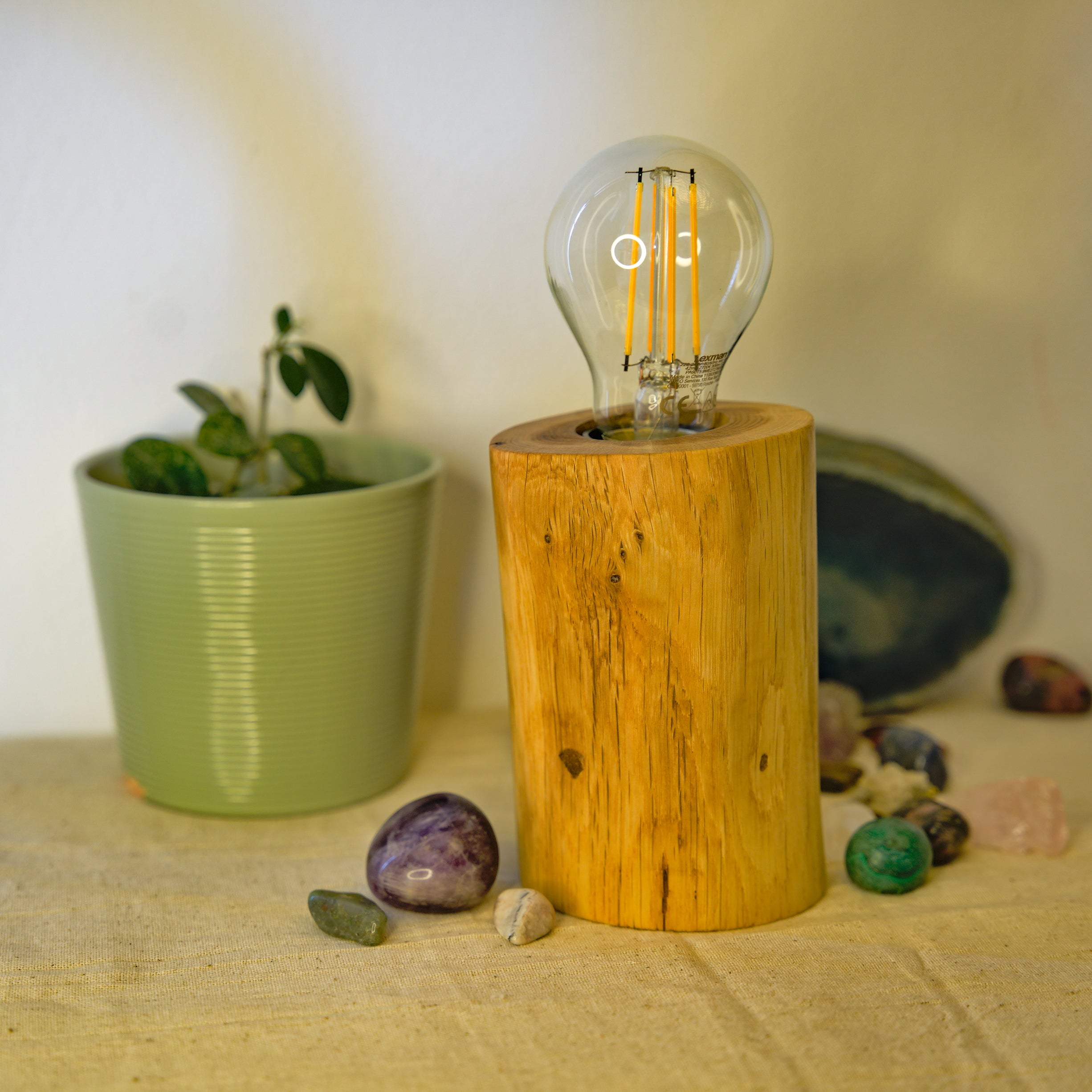Beech Wood Oval Table Lamp – Natural Finish