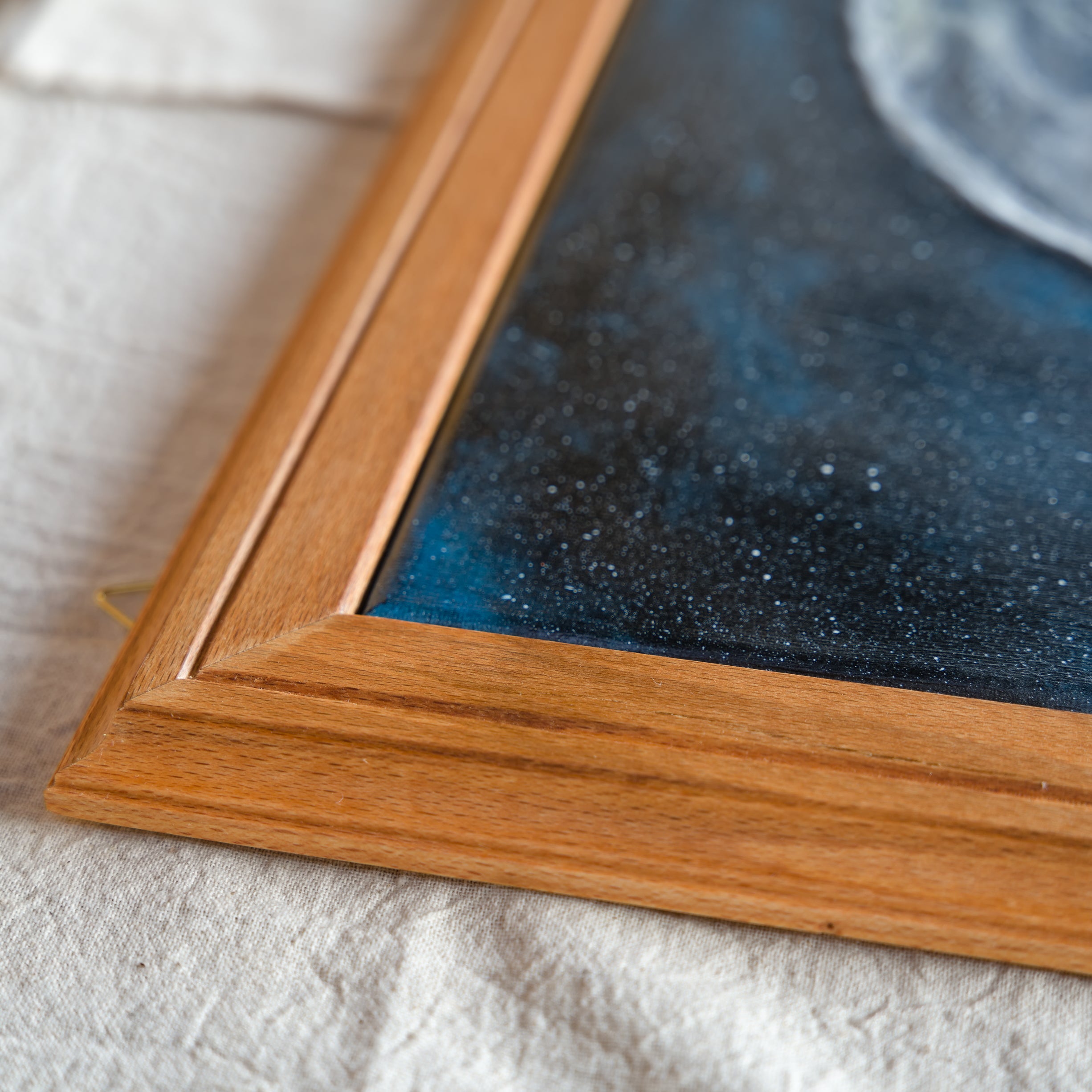 Melting Moon Canvas – Framed Space Art with Starry Night Background