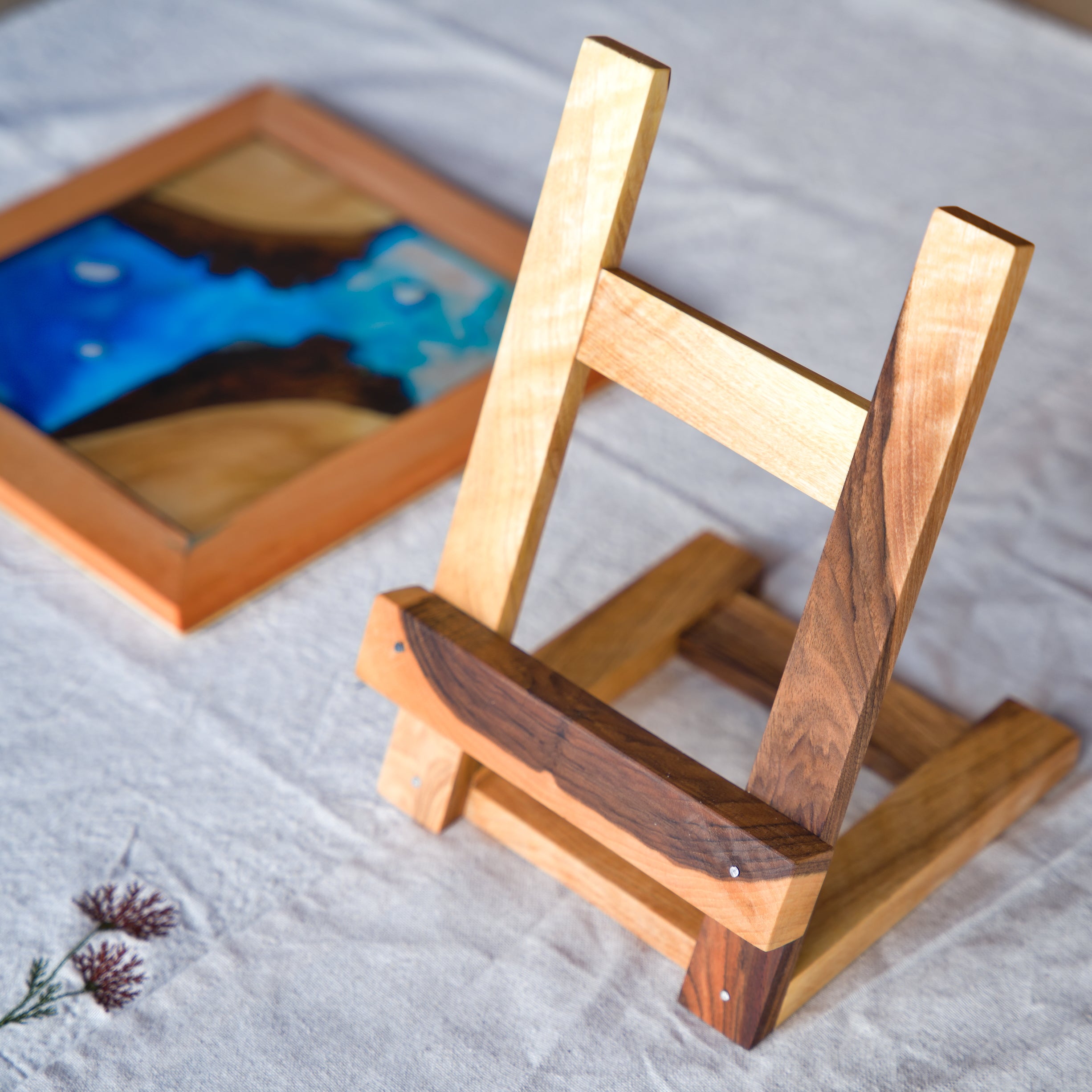 Coastal River Frame - Beech & Walnut with Ocean Blue Epoxy